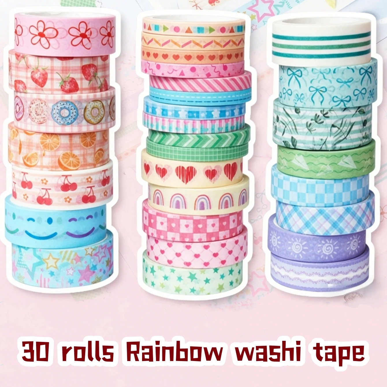 conjunto-de-30-rolos-de-fita-washi-kawaii-arco-Iris-fita-adesiva-decorativa-fina-em-cores-pastel-para-diario-e-Album-a3330