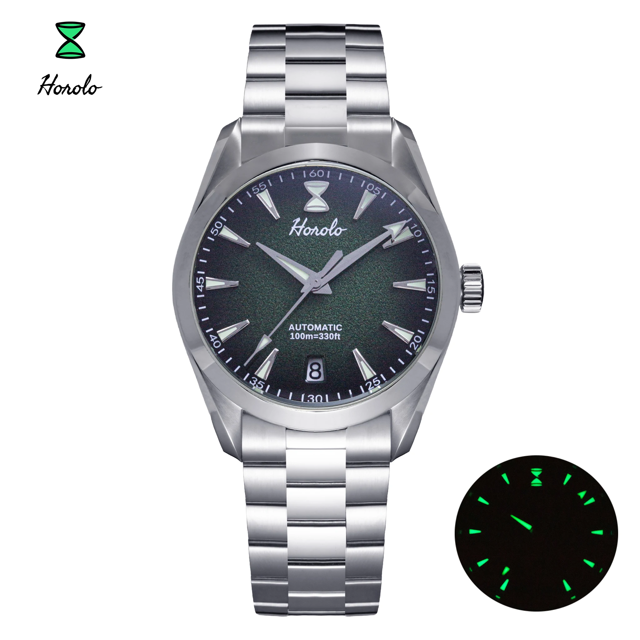Horolo 37mm Automatic Men's Mechanical Watch Luxury Japan Movement NH35A Sapphire Luminous 10Bar Stainless Steel Watches H582A