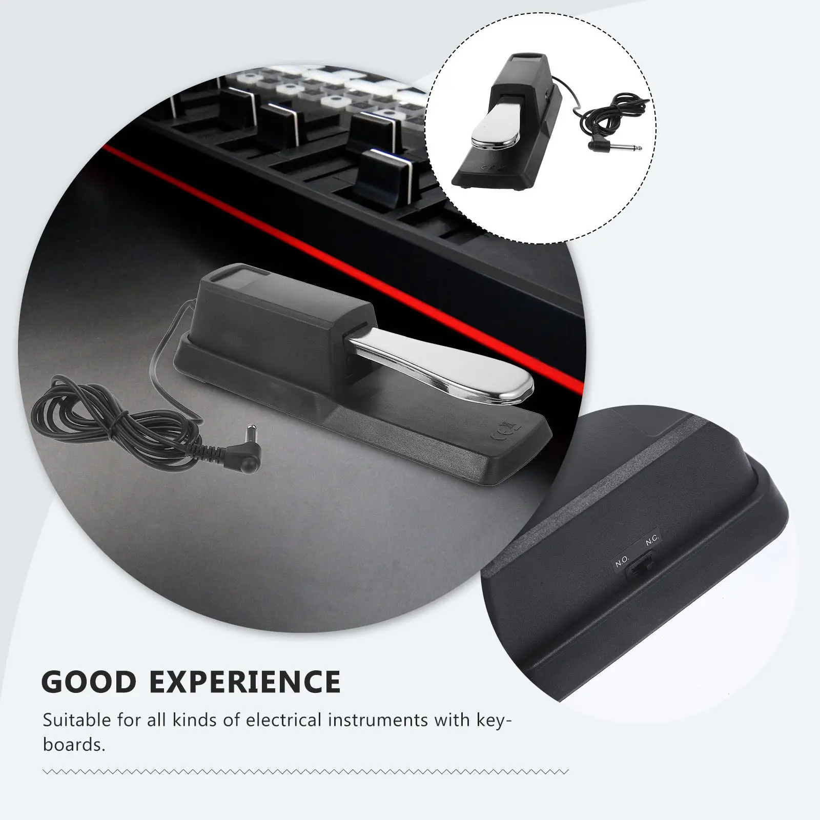 

Педаль сустейна для клавиатуры, черный, из прочного сплава, с нескользящим основанием, функция полупедали, универсальная для цифрового пианино и электронных инструментов.