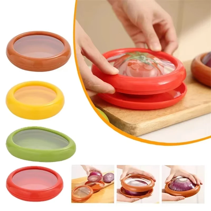 1PC/4Pcs Set Fruit Preservation Storage Box Silicone Film Food Box Sealed Mini Refrigerator for Storage Vegetable Lemon Fresh