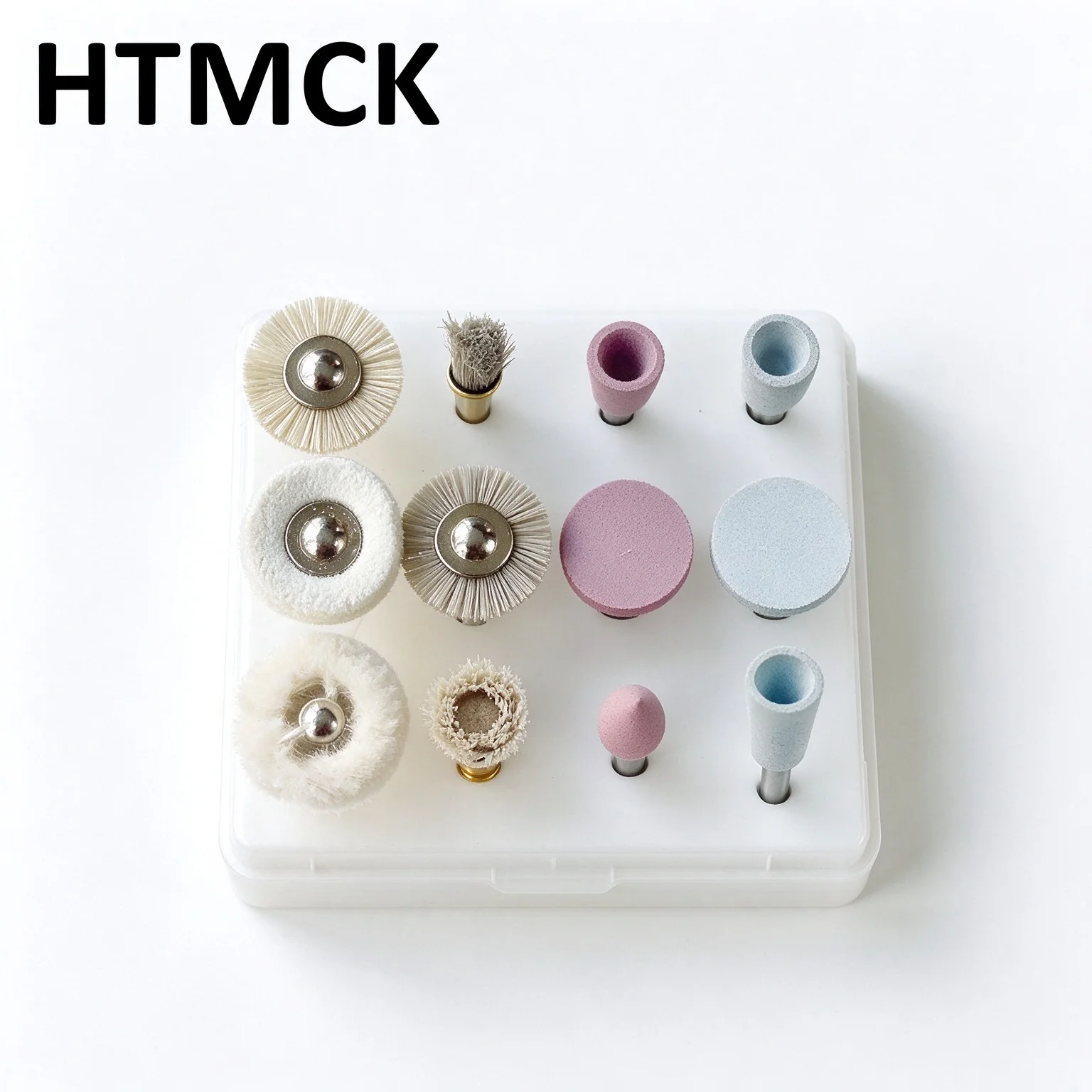 HTMCK 12Pcs Silicone Polishing Brush Grinding Head Set, Composite Polishing Kit, 2.35mm Shank, for Low Speed Polishing Tools