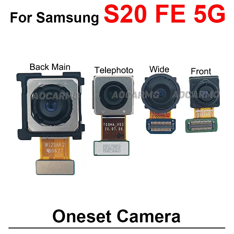 Front Camera For Samsung Galaxy S20 FE 4G S20fe 5G Rear Telephoto + Wide Back Main Camera Flex Cable Replacement Parts