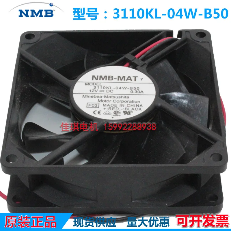 

New Original NMB 3110KL-04W-B50 8025 12V 0.30A Dual Ball Bearing Cooling Fan for Electronics