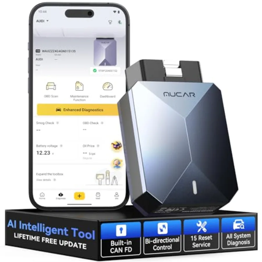 BT200 MAX AI OBD2 Bluetooth Scanner, Full System 15 Resets Diagnostic Tools Bi-Directional Control, CAN-FD and FCA Autoauth, Au