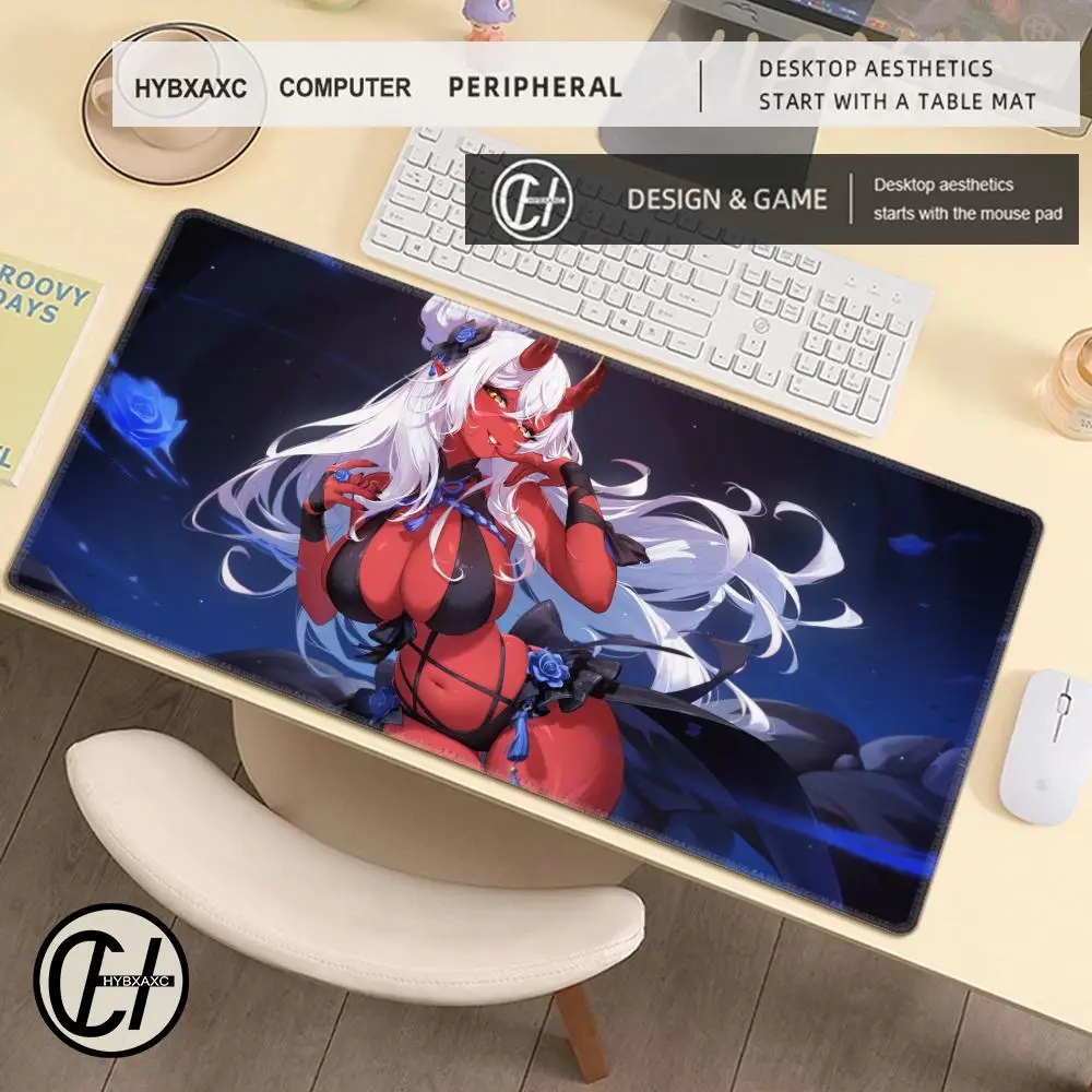 Hot Vtuber yoclesh Mouse Pad XXL อุปกรณ์เสริมสําหรับเล่นเกมสํานักงาน Gamer คีย์บอร์ดโต๊ะขนาดใหญ่ Japan Devil Horns สาวอะนิเมะ Mousepad