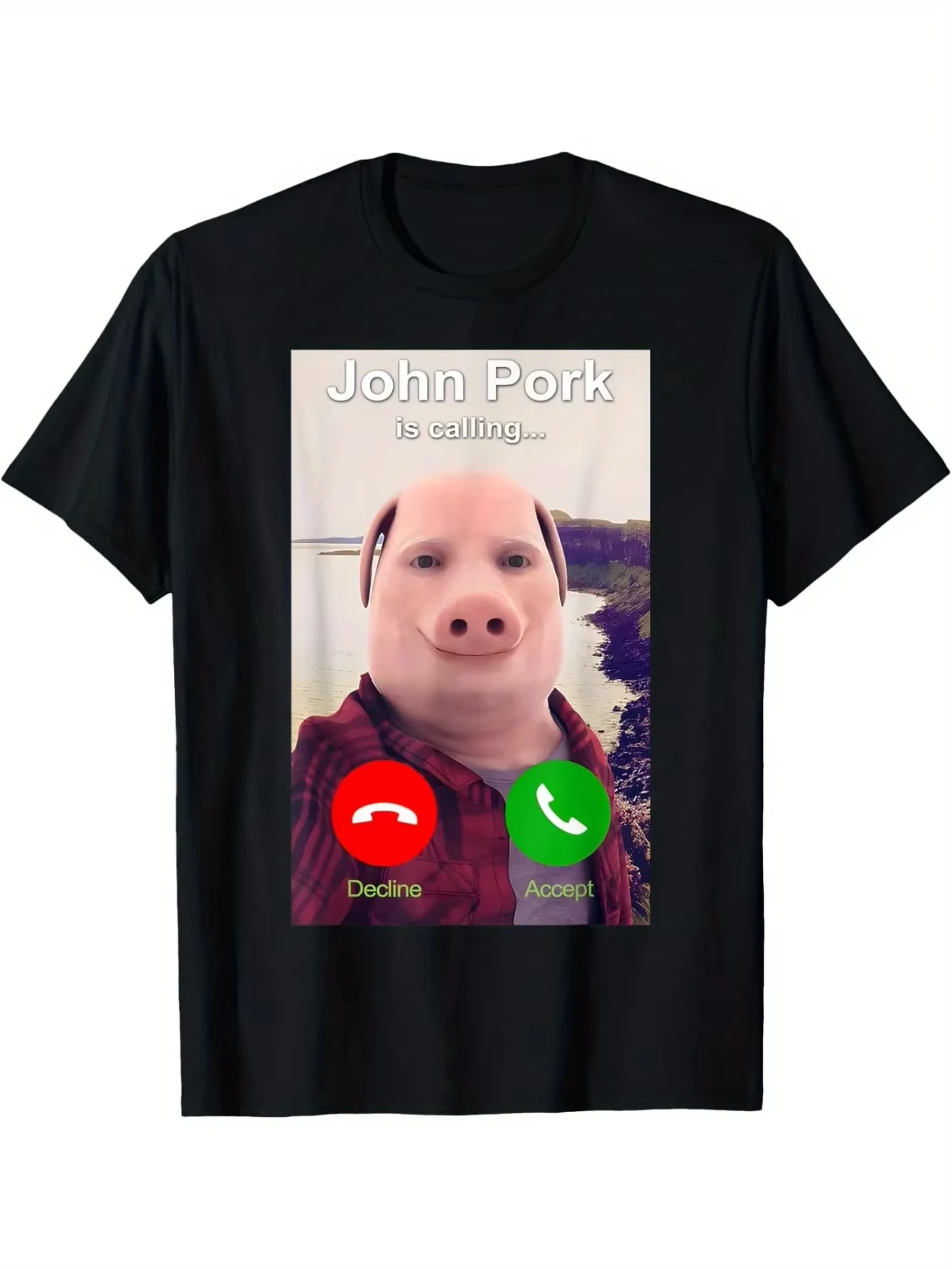 2026 Pig Meme John Pork está llamando respuesta llamada John Pork está llamando camisa divertida John Pork Meme hombres mujeres camiseta Unisex Tops nuevo