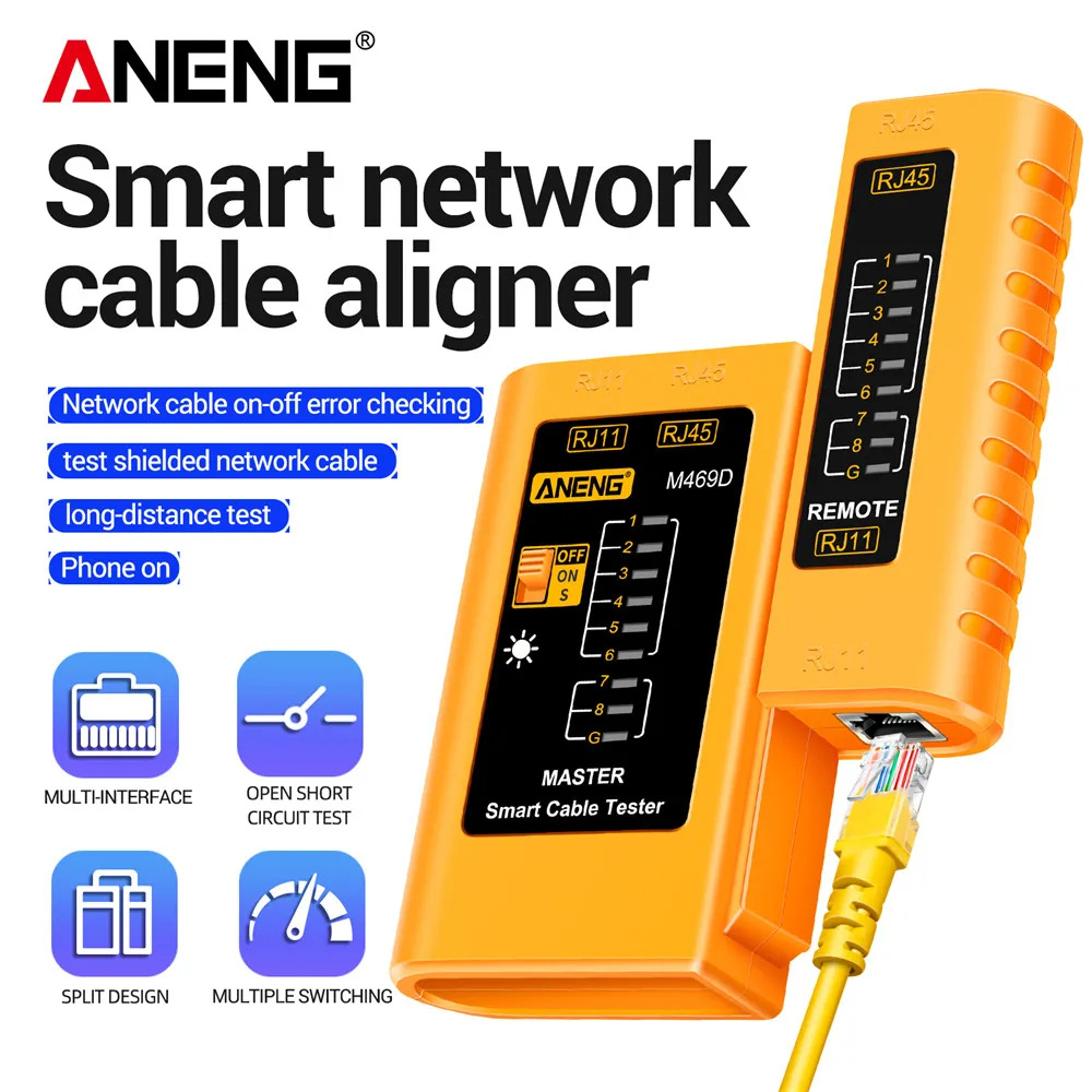 Cable Lan Tester Network Cable Lan RJ45 RJ11 RJ12 CAT5 UTP LAN Cable Tester Networking Tool Network Repair Detector ANENG M469D