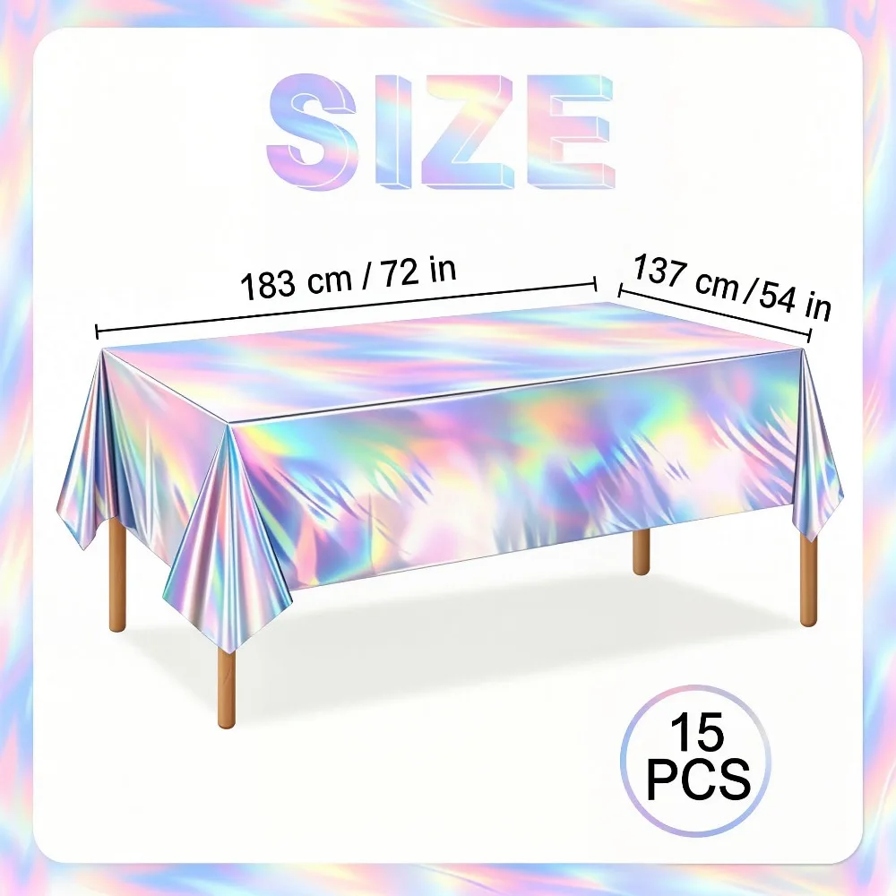 8/10/15Pcs Iridescent Disposable Plastic Tablecloth 137×183cm Waterproof Rectangular Cover for Birthday Wedding Banquet Decor