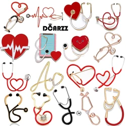 Hanreshe Classic Medical Stethoscope Pins Many Style Cheap Brooches Backpack Lapel Badges for Doctor Nurse Medicine Jewelry