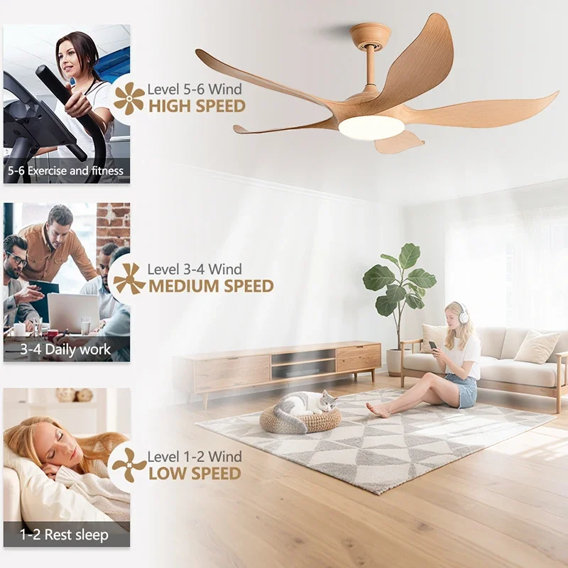 Ceiling fan with LED light and Remote Control Lamps for room fan with ceiling light home