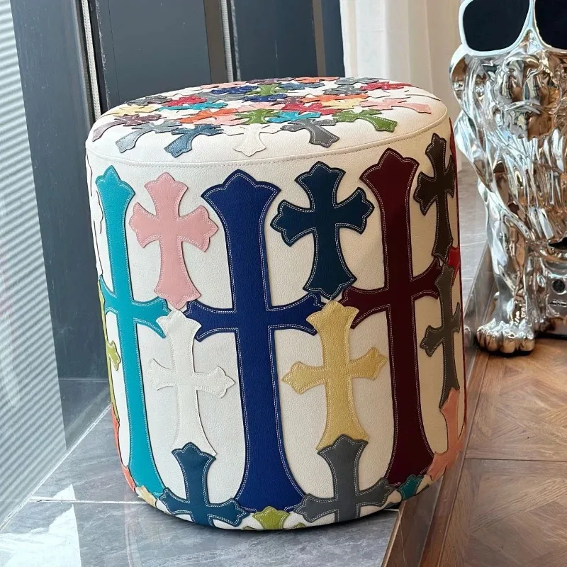 Round Stools Multifunctional Ottomans Shoe Changing Stool Decorative Living Room Modern Small Chair Portable Footrest