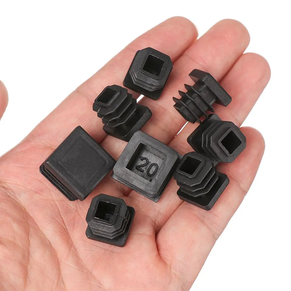 10pcs/pack Black Square Table Chair Foot Pad Furniture Feet Non-Slip Covers Plastic Blanking End Caps Protector Hardware
