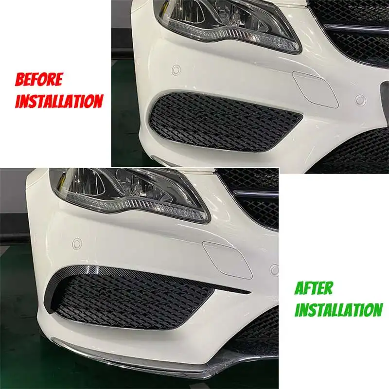 2x Car Front Bumper Splitter Vent Flaps Frame Grille Decorative Trims For Mercedes-Benz E-Class Coupe C207 AMG Line 2013-2016