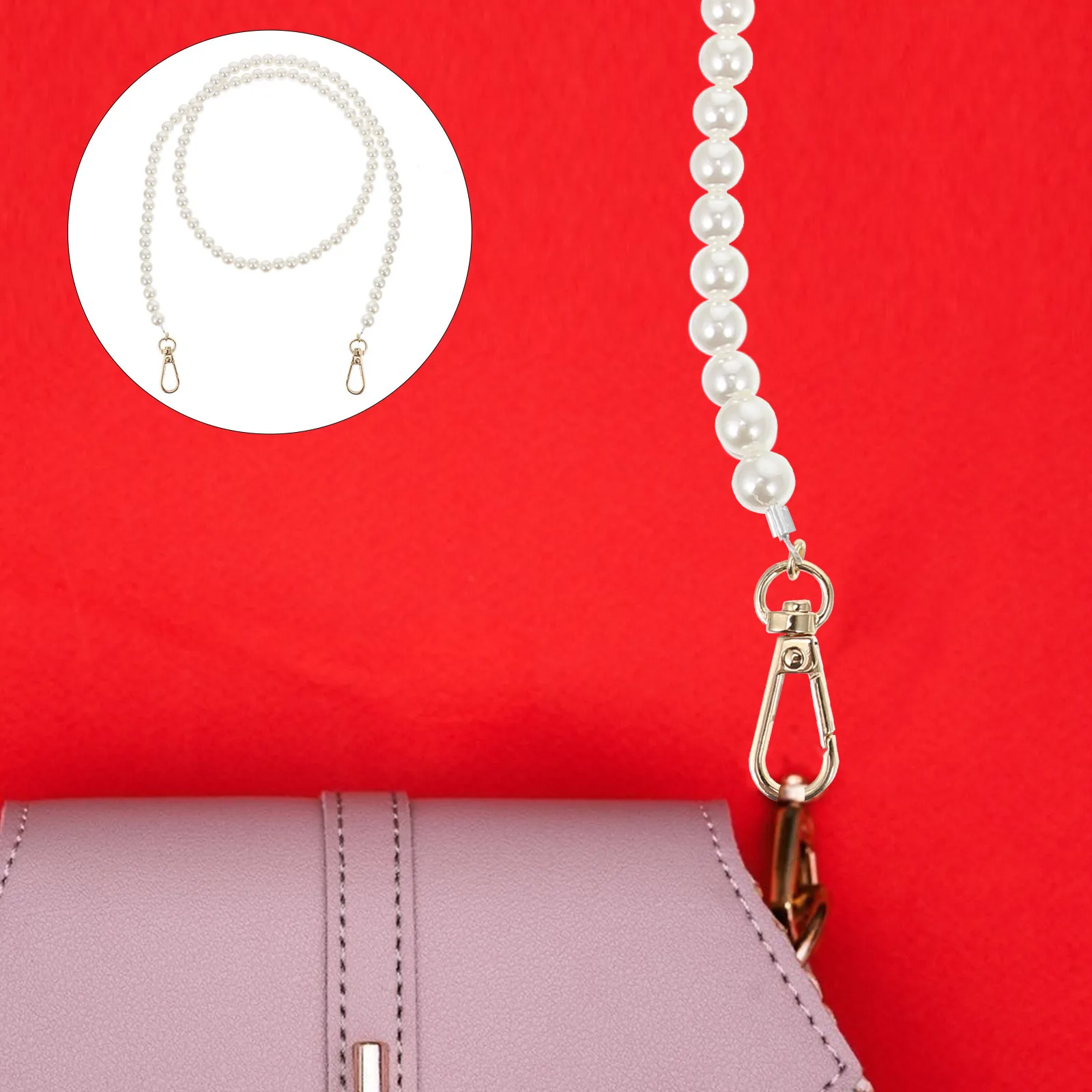 진주 가방 체인 프리미엄 소재 핸드백 숄더 스트랩 간편 설치 제거 DIY 클러치 핸드백 액세서리 진주 가방 체인