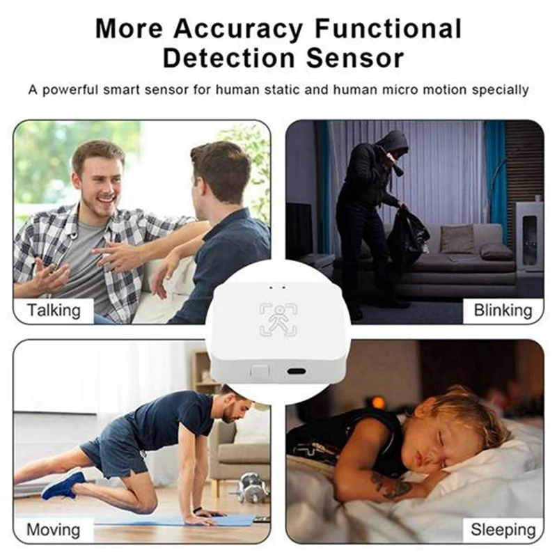 Rilevatore di presenza umana Tuya Wifi con supporto Sensore PIR intelligente per il corpo umano Radar Sensore di movimento a microonde Rileva 5,8 Ghz