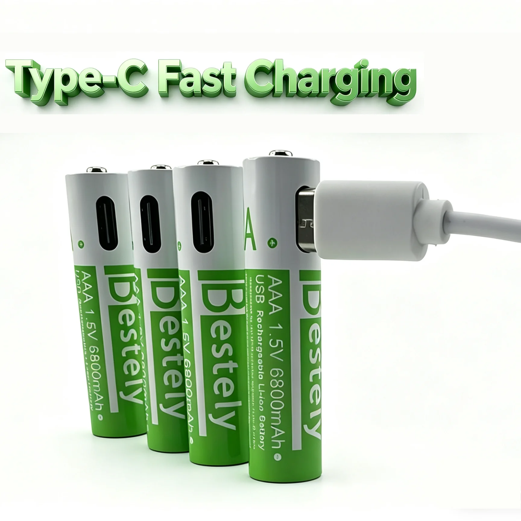 New 1.5v AAA  Rechargeable Lithium Batteries 6800mAh Capacity,Type-C USB AAA Li-ion Battery 2000 times cycle with cable for free