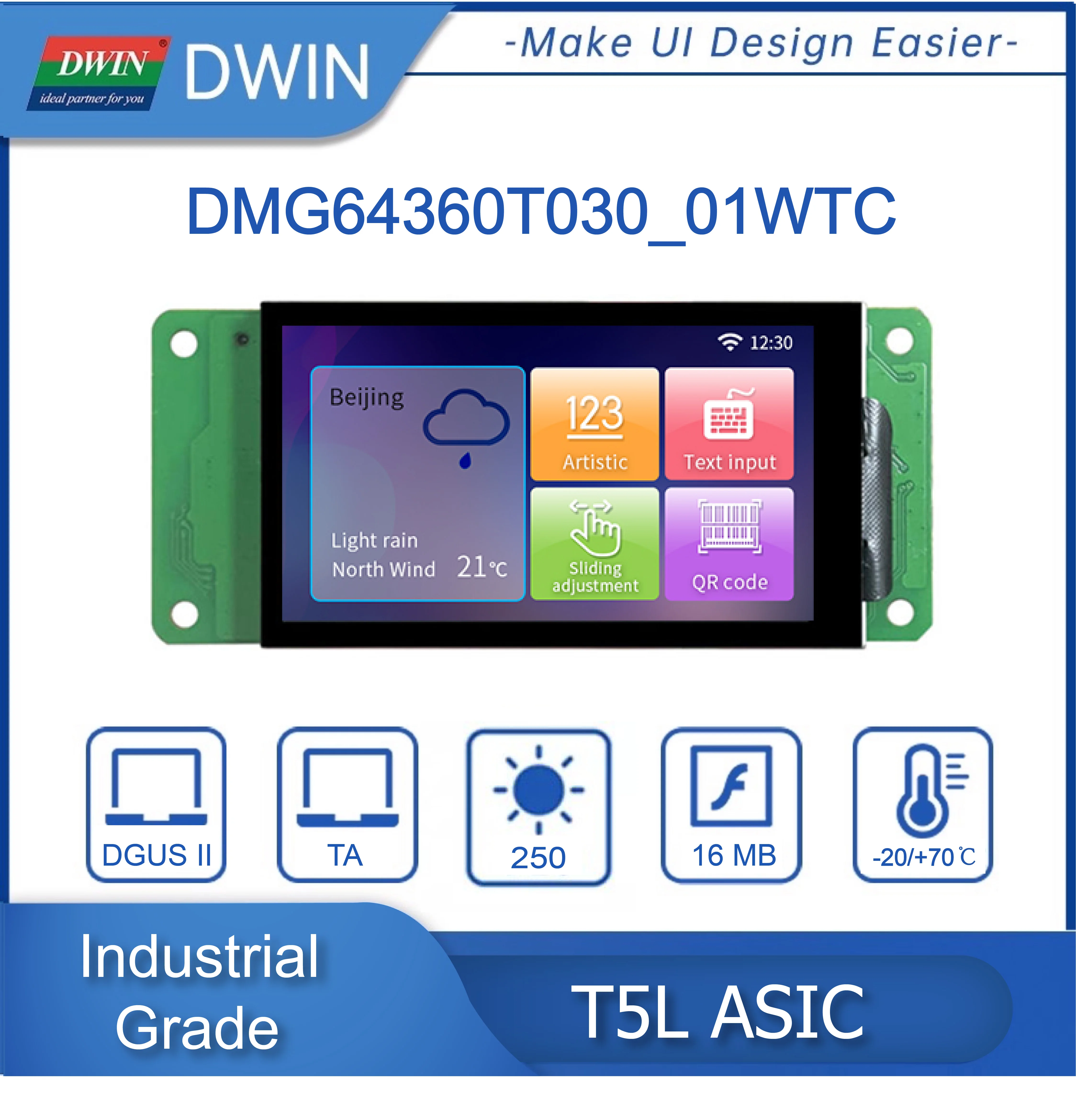 3.0 Inch 360*640 Pixels Resolution 262K Colors IPS-TFT-LCD Wide Viewing Angle With Conformal Coating DMG64360T030_01W