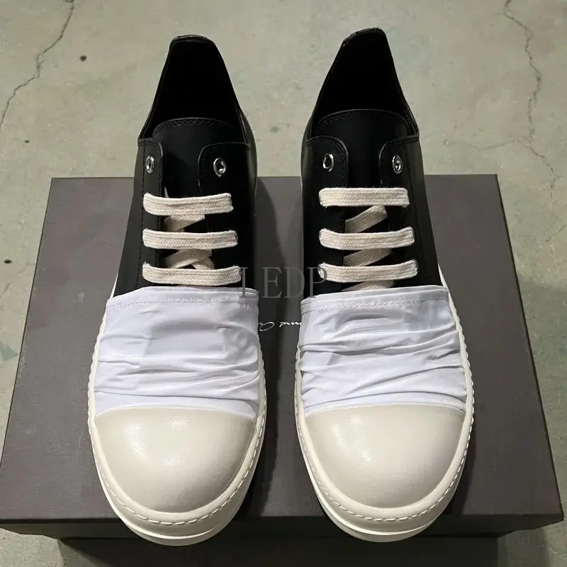 

Brand Black Leather Low Top Sneaker White Wrinkles Unisex Casual Shoes Men Women Fashion Streetwear Luxury Designer Footwear New
