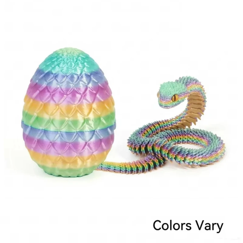 3D Printed Snake Egg With Flexible Inner Hinge Animal Toy, Movable Joint Surprise Egg Desktop Home Decoration Home Decor Gifts