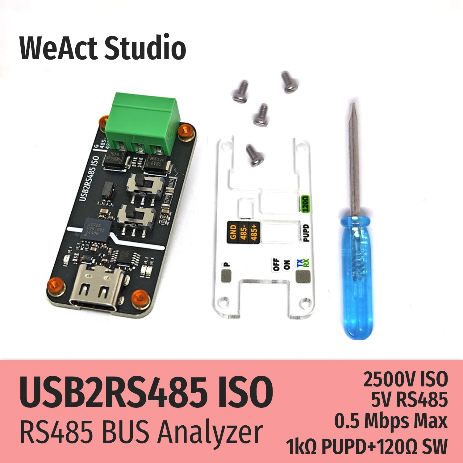 WeAct USB To RS485 485 Converter Module ISO RS485BUS Analyzer 1KΩ 120Ω Switch High Reliability Industrial