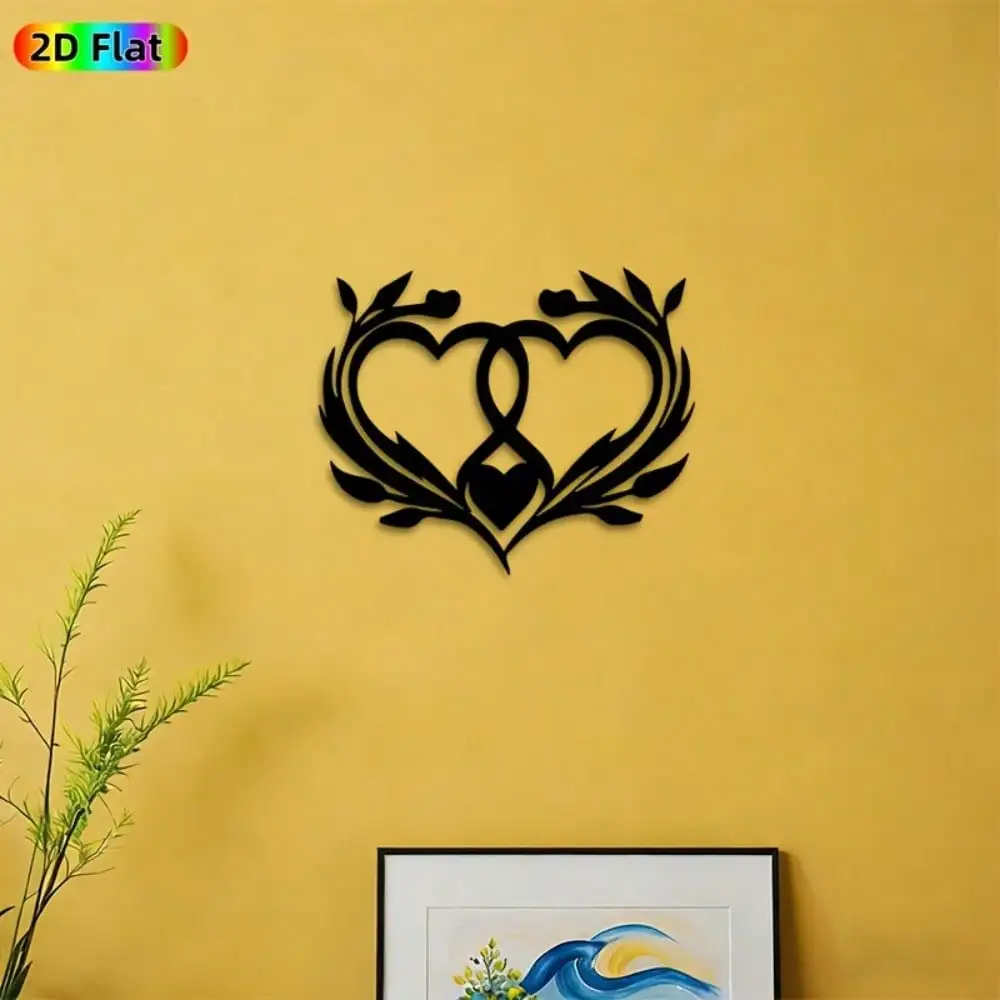 CIFBUY Metal Wall Art Interlocking Double Heart Iron Sculpture Rust Resistant Bedroom Garden Decor Valentine Gift