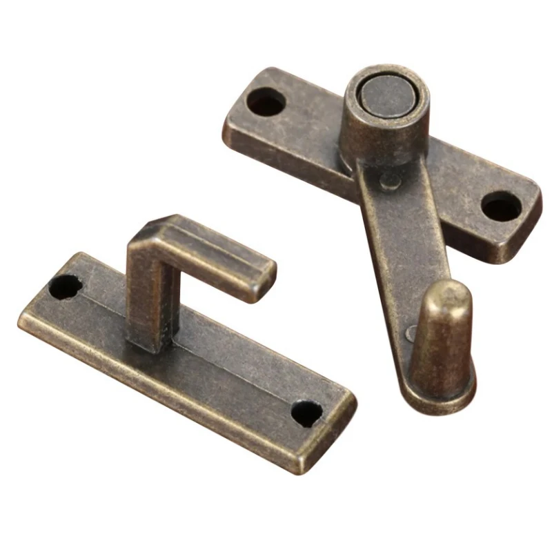 1Set Bronze Sliding Window Door Lock Handle Metal Door Latch Guard Latch Bolt Home Safety Chain Door Home Hardware image 4