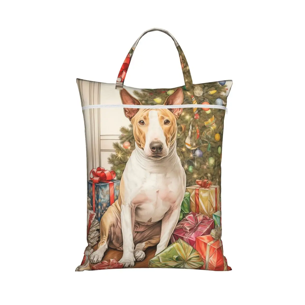 Christmas Staffordshire Bull Terrier Dog Portrait Laundry Collector Foldable Laundry Basket Home Organizer Washing Basket