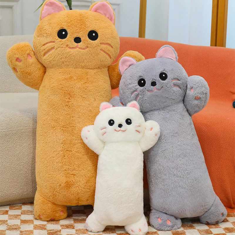 

Мягкая плюшевая игрушка-подушка в виде кота, длинная, для объятий, подарок на день рождения для детей, милый плюшевый комфортер для сна