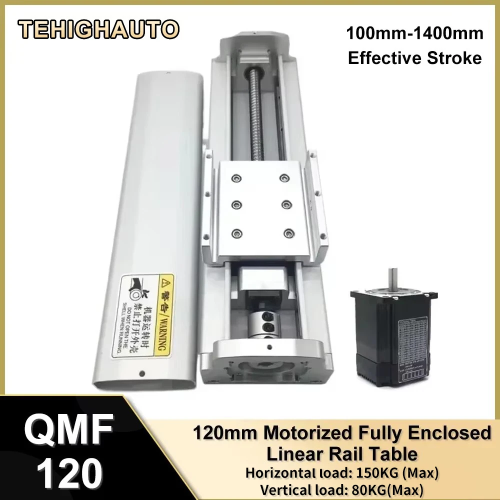 120 mm breiter, vollständig geschlossener Linearschienentisch, XYZ-Achse, CNC-Kugelumlaufspindel-Schiebetisch, robuster Nema 23 57 mm einachsiger Roboter