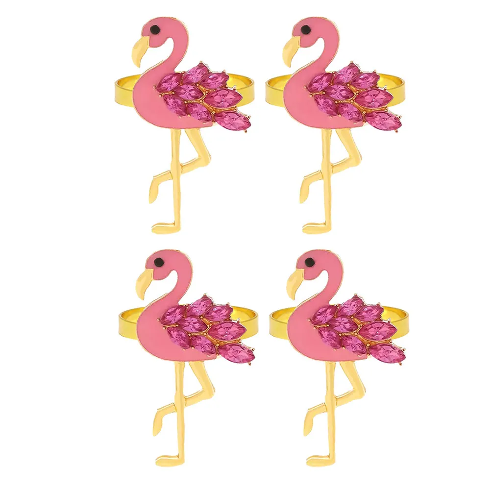 4Pcs Flamingo Napkin Rings Alloy Creative Napkin Holders Decorative Serviette Rings for Party Wedding Banquet Serviette Ring