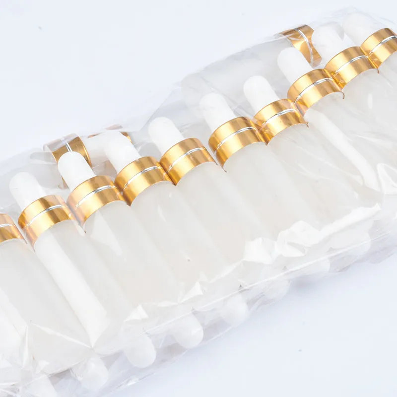 10pcs 1ml 2ml 3ml 5ml Mini Dropper Bottles Glass Empty Essential Oil Aromatherapy Bottles Gold Cap Pipettes Bottles