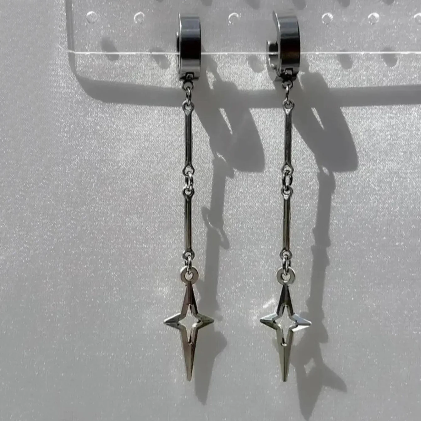 1 Pair Gothic Jewelry Cross Star Drop Earrings Punk Charms Stitching Rivet Earrings For Women Men Korean Fashion Accessories