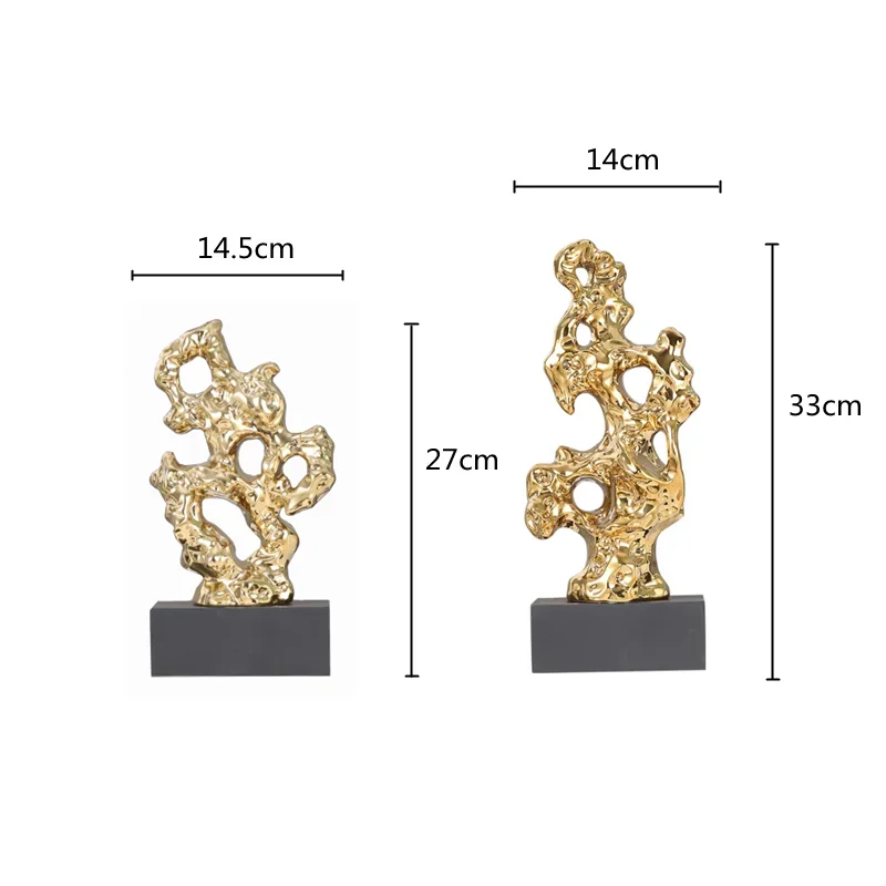 Pryskyřice ornamenty zlato hollowed vyndat kámen sochu taihuite korál socha dekorační figurky domácí ozdoba příslušenství