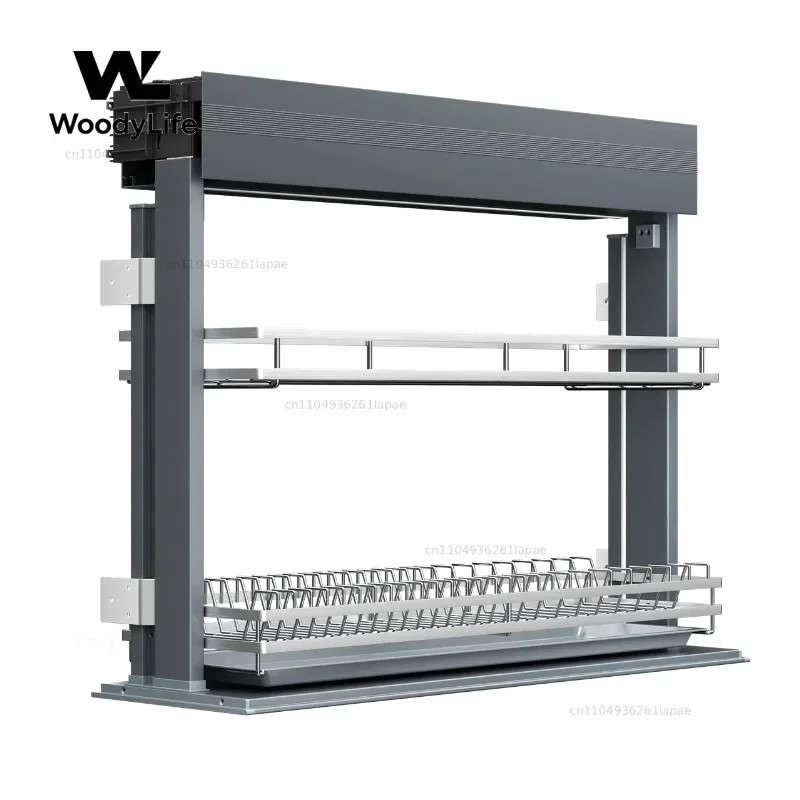 Angel Particle Smart Pull-down Cabinet Storage Box - Electric Kitchen Dish Rack, Tap Switch Upper Cabinet Pull-down Rack