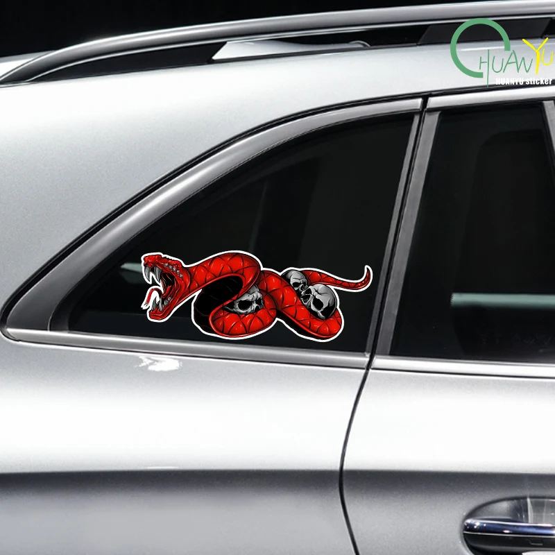 for Maltese Cross Skull Red Snake Car Stickers Auto Waterproof Decals Bumper Laptop Motorcycle Vinyl Decor