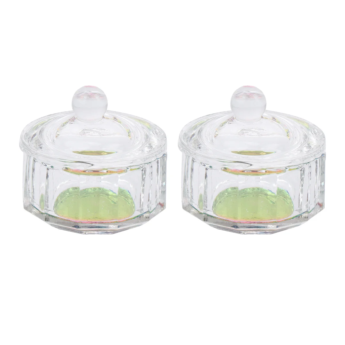 Taza de cristal para decoración de uñas, Mini octagonal, tamaño compacto, portátil para mezclar polvo acrílico y vaso de vidrio líquido para uñas, 2 uds.