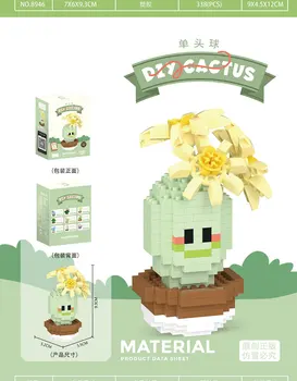 New Creative Fun Cartoon Characters Micro Diamond Building Blocks Cactus Nano Brick Potted Plant Building Educational Toy Gift 22