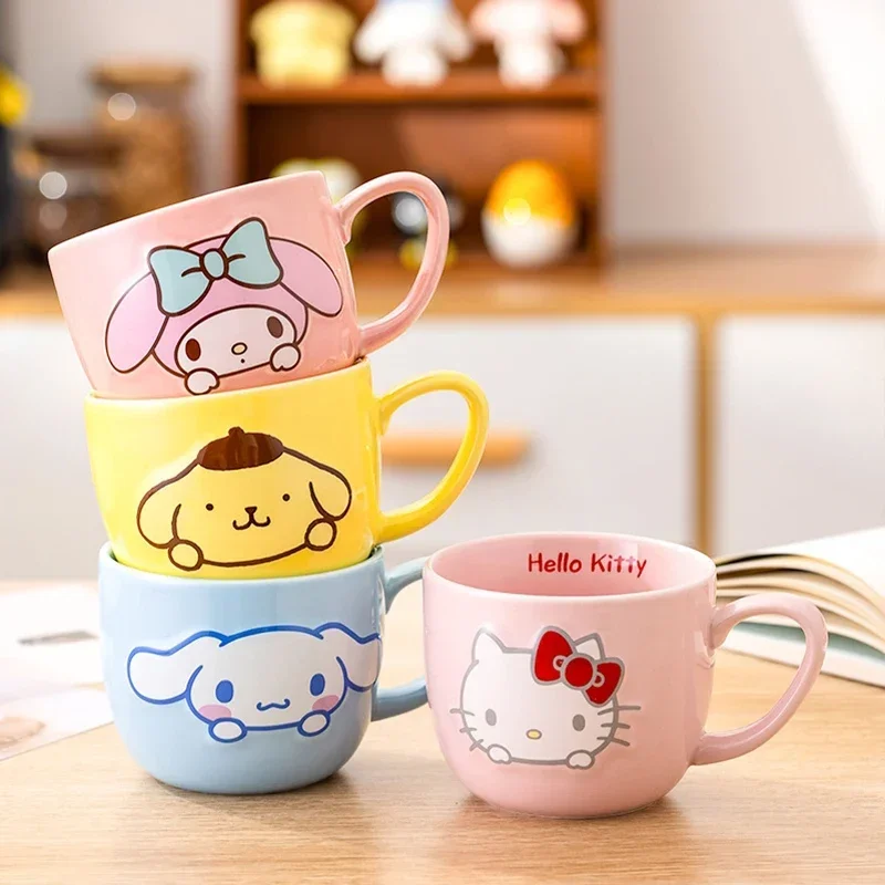 Sanrio Kawaii Hello Kitty Mug MyMelody Cinnamoroll Sweet Anime Ins Style Home Office Oatmeal Breakfast Lovely Coffee Ceramic Mug