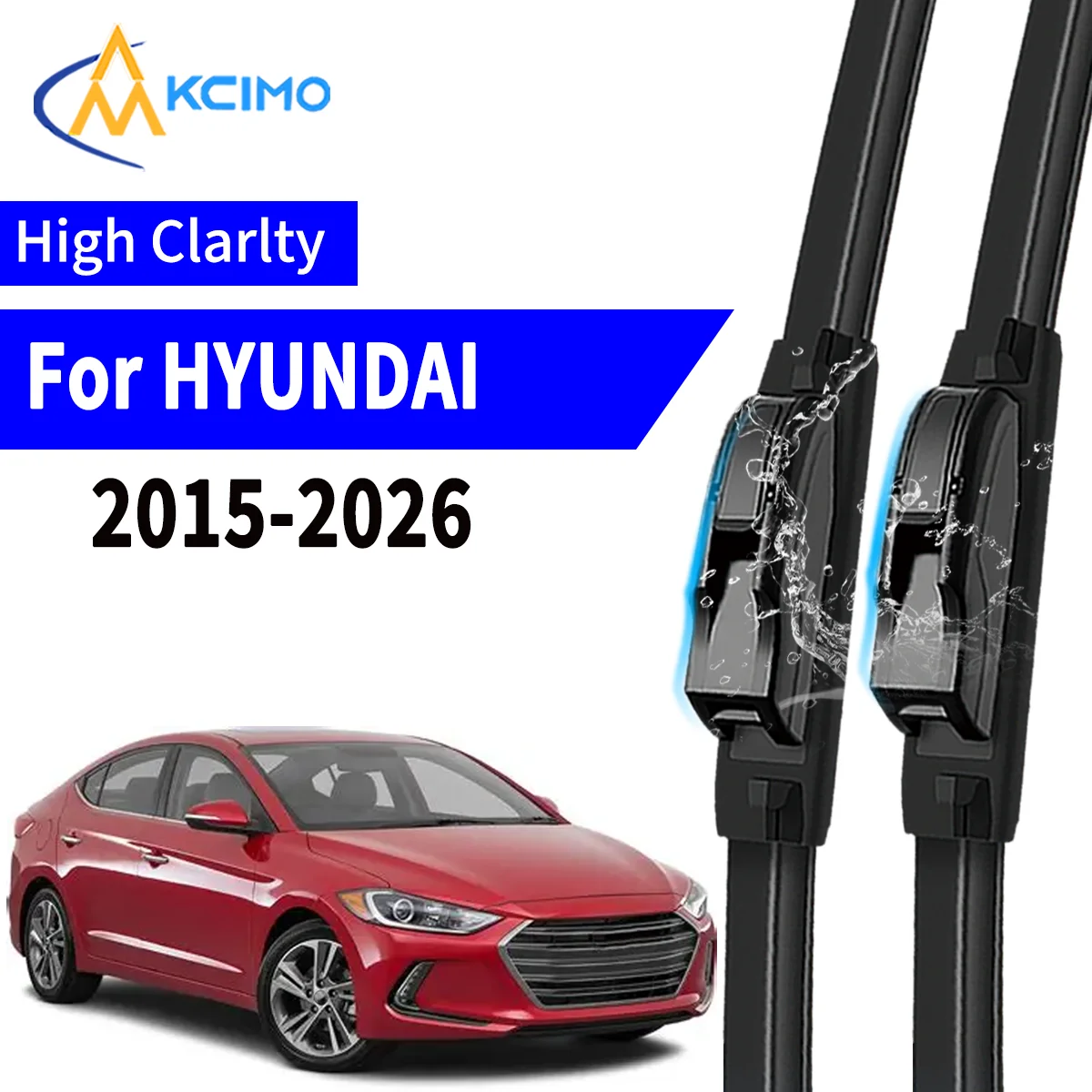

Premium 2Pcs Windshield Wiper Blades for HYUNDAI Elantra vi 2015-2026 Easy Snap On Installation Streak Free Cleaning All Weather