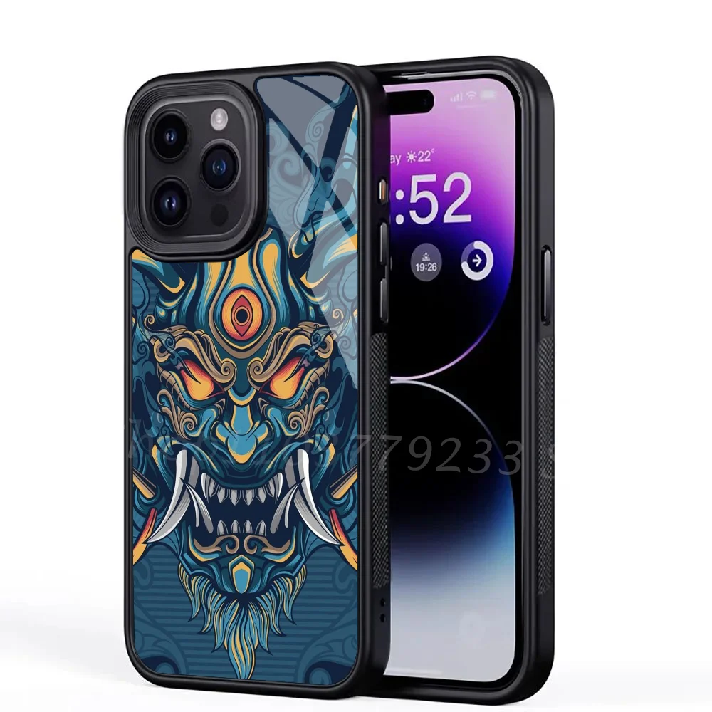 Japanese Oni Mask Phone Case For IPhone 15 14 13 Pro Max 11 Mini Alex Mirror For Magsafe Wireless Charging Cover