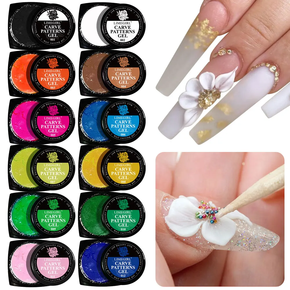 

LIMEGIRL Carve Patterns Gel for Sculpture Creative DIY Decoration Painting 3D Nail Carved Gel for Home Manicure 3D Gel Nails Art