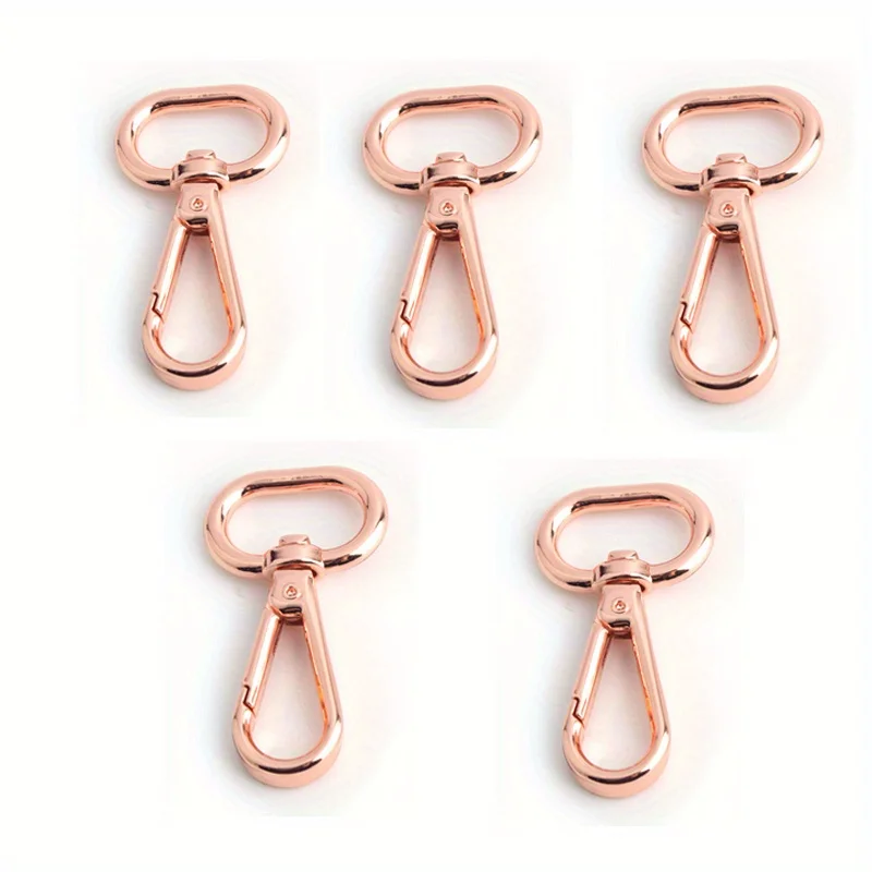 5PCS Crossbody Bag Wallet Rose Gold Rotating Lobster Carabiner Pet Belt Buckle Key Chain Metal Buckle DIY Oval Spring Hook