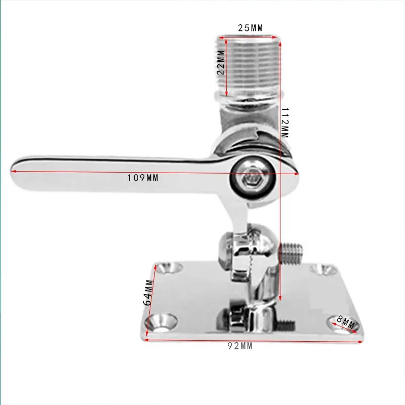 316 Stainless Marine Yacht Hardware Antenna Base Mount Dual Axis Adjustable Rustproof Aerial for Boats 1pcs