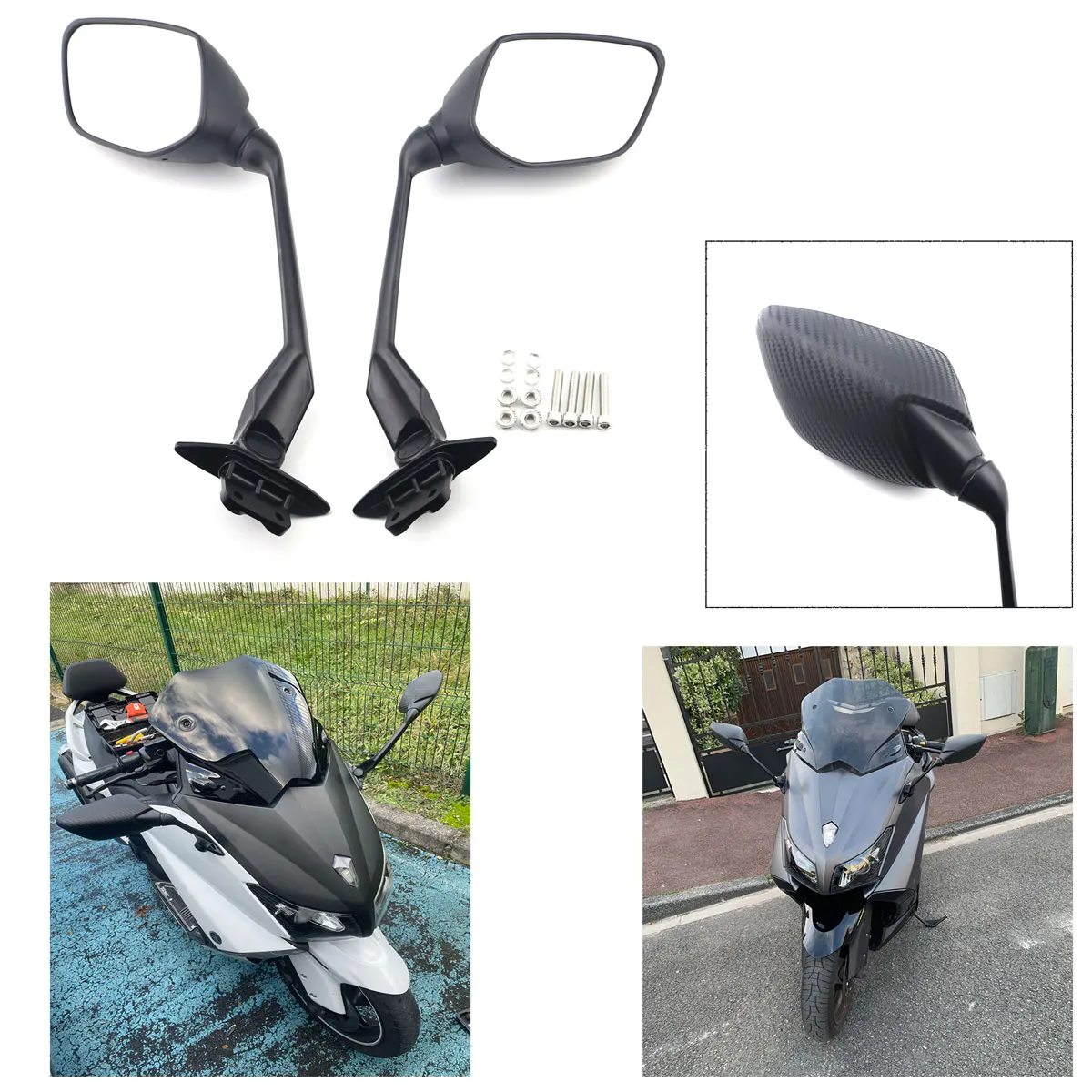 

Motorcycle Side Rearview Mirrors Rear View For Yamaha T-MAX 530 TMAX 530 2012-2018 2013 2014 2015 2016 2017
