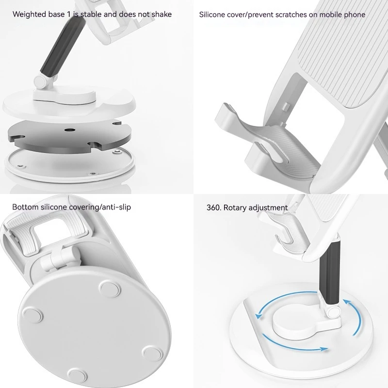 Desktop Phone Stand 360 Degree Rotating Foldable Lazy Stand Tablet Live Portable Phone Stand Telescopic Adjustable Accessories