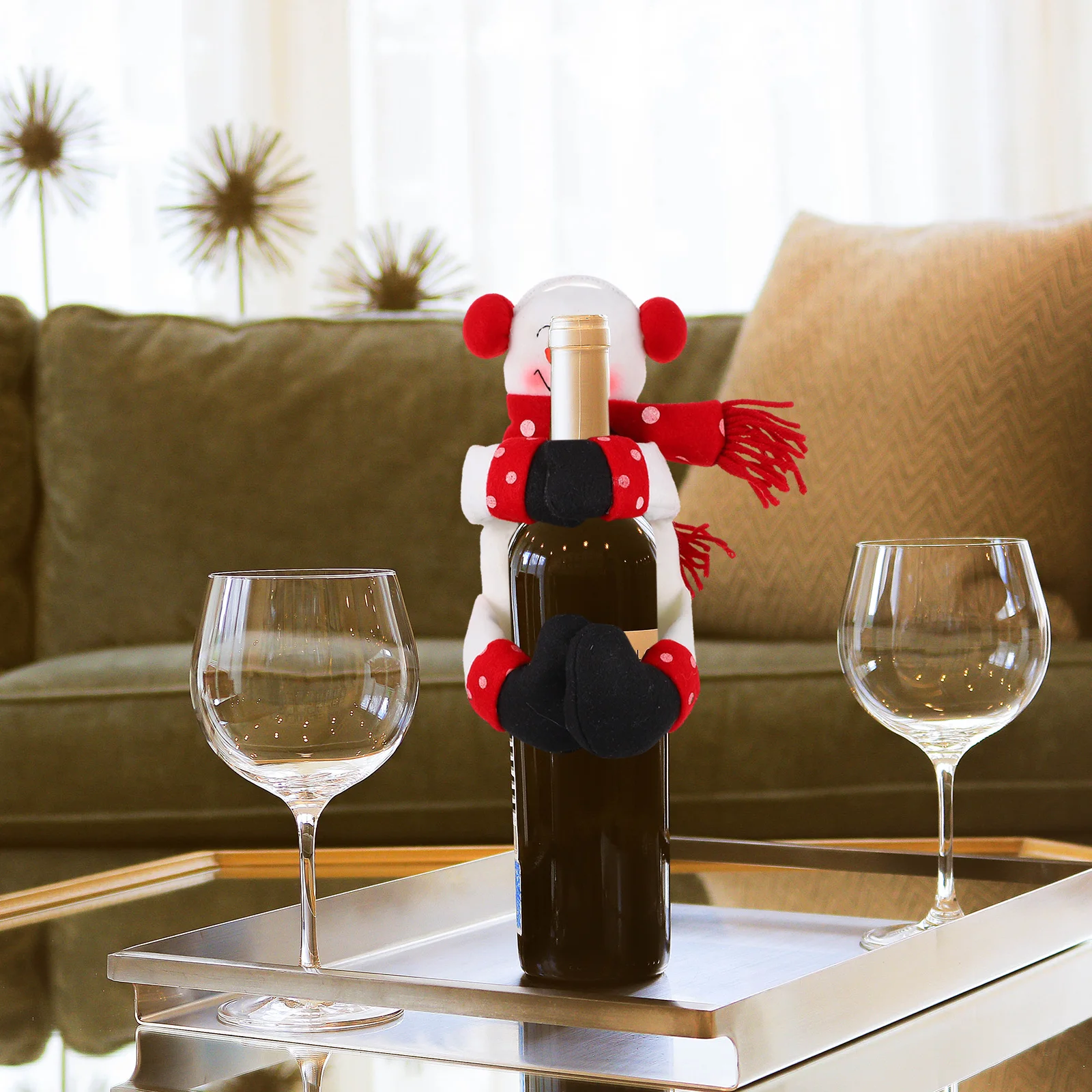 

Christmas Wine Bottle Cover Reusable Comfortable Touch Xmas Beer Wine Cover Festive Table Decoration Xmas Celebration