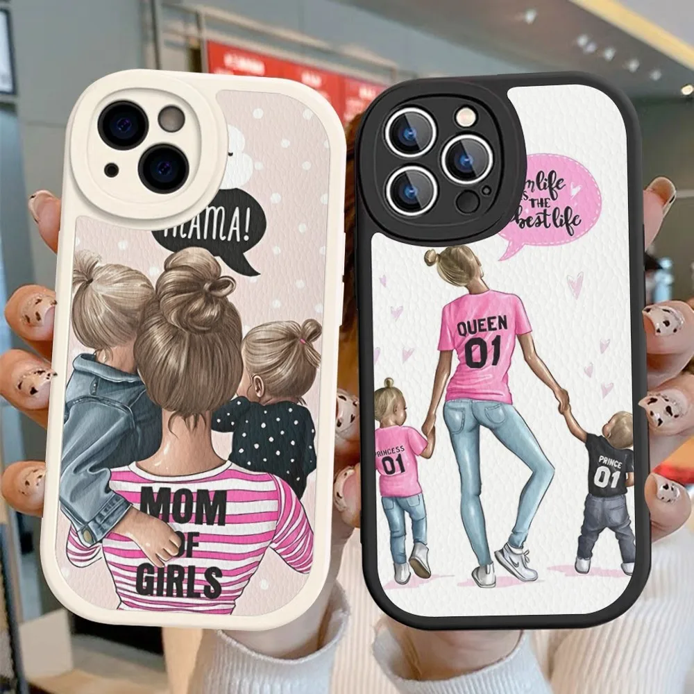 

Baby Mom Girl Boy Phone Case Hard Leather For iPhone 14 13 12 Mini 11 14 Pro Max Xs X Xr 7 8 Plus Fundas