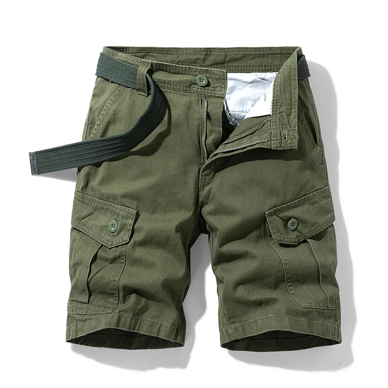 Men's Military Cargo Shorts Outdoor Breathable Cotton Solid Tactical Shorts Summer Multi Pockets Cargo Shorts Male