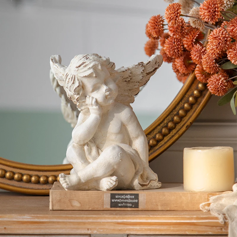 French Retro Do Old Little Angel Desktop Ornaments American Restaurant Coffee Shop Layout Sculpture Decoration Photography Props
