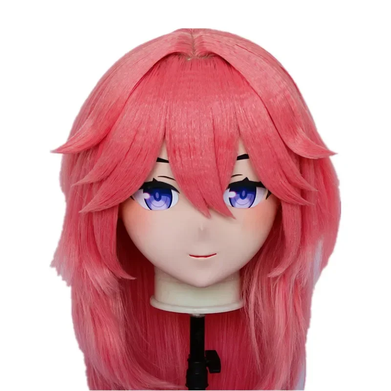 (B50) Customized Full Head Mask Comic Coser Crossdressing Silicone Anime Genshin Impact Yae Miko Kigurumi Mask Cosplay